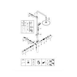 Grohe Tempesta Cosmopolitan System 250 Duvara Monte Termostatik Bataryalı Duş Sistemi - 26670000 - 2