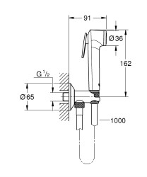 Grohe Tempesta-F Taharet Spreyi 30 Duvardan Askılı Set 1 Akışlı Ara Musluk İle Birlikte - 26358000 - 2