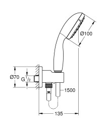 Grohe Tempesta 100 El Duşu Seti 2 Akışlı - 26406001 - 2