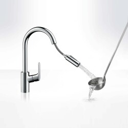 Hansgrohe Tek Kollu Eviye Bataryası Focus M41 240, Çekilebilir El Duşu, 2jet Krom 31815000 - 2