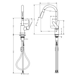 Hansgrohe Tek Kollu Eviye Bataryası Focus M41 240, Çekilebilir El Duşu, 2jet Krom 31815000 - 3