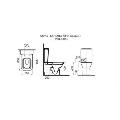 İdevit Nova Duvara Sıfır Klozet Takım 64 Cm 3504-0315 - 2