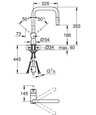 Grohe Minta Tek Kumandalı Eviye Bataryası - 32322002 - 2