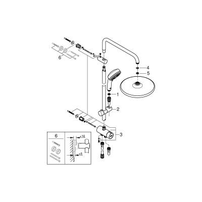 Grohe Tempesta Cosmopolitan System 250 Duvar Bağlantılı, Divertörlü Duş Sistemi - 26675000 - 2